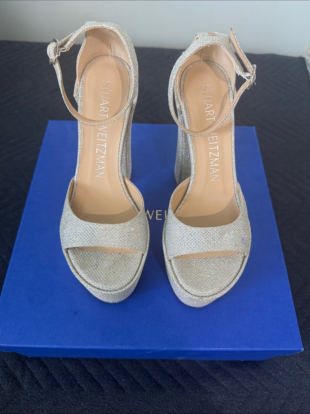 Stuart Weitzman Skyhigh 145 Crystal Platform Sandals